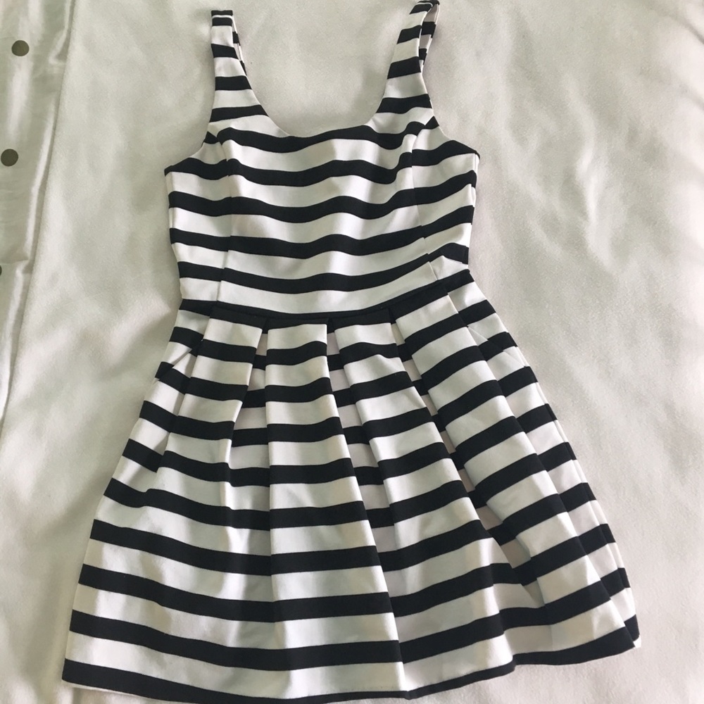 Striped Black and White Mini Dress